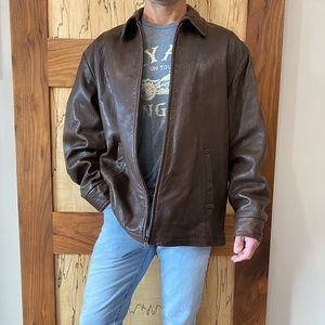 Nautica 100% Genuine Brown Leather Coat